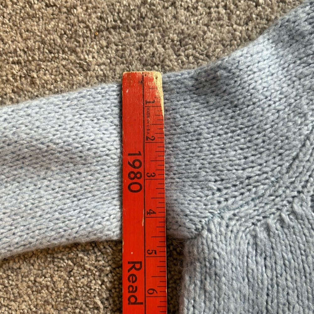 Madewell Bayfront Turtleneck Sweater XS Baby Blue Chunky Cable Knit - Picture 4 of 7